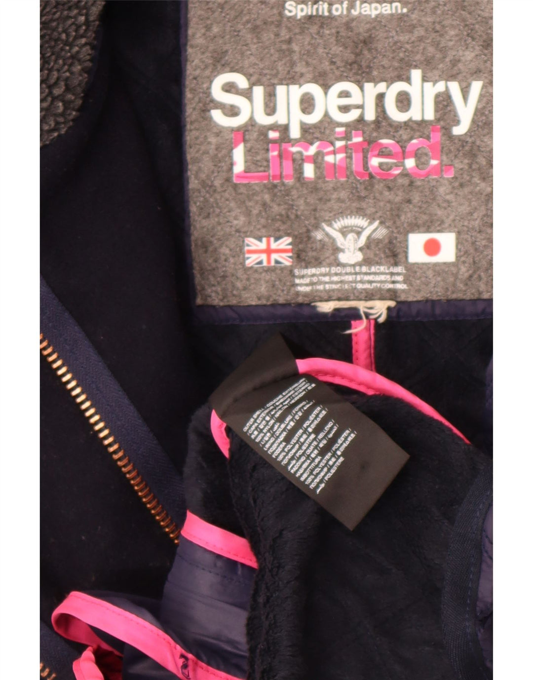 Giacca trapuntata da donna Superdry UK 14 nylon color block blu navy medio