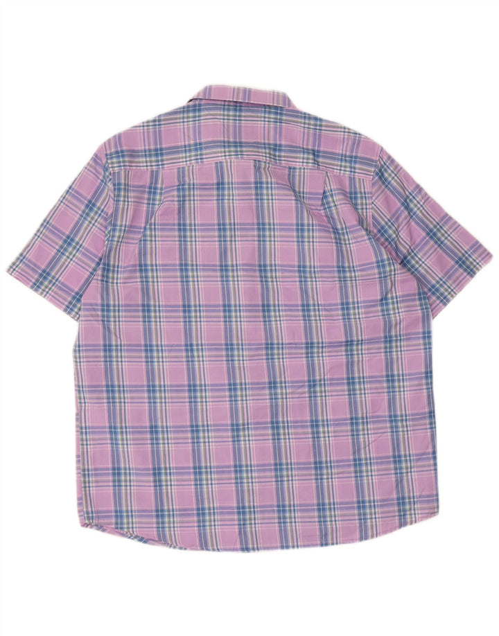 JAMES PRINGLE Camicia da uomo a maniche corte grande in poliestere a quadri viola