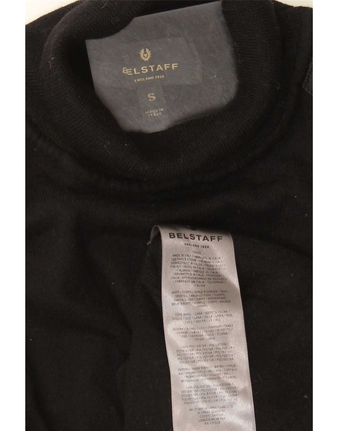 Belstaff Maglione da uomo con collo alto e maglione piccolo in lana nera