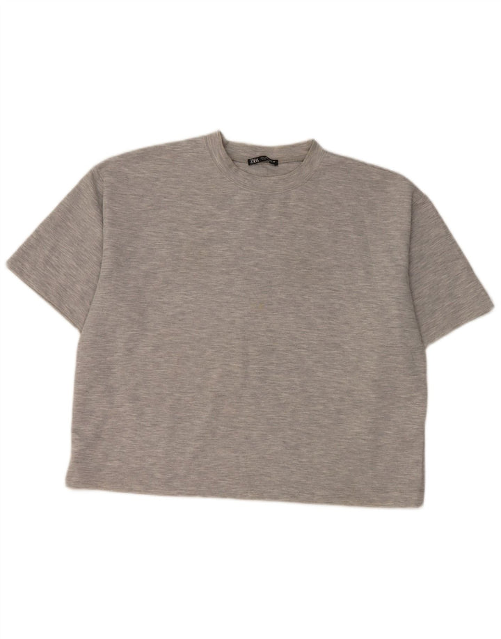 T-shirt da donna Zara UK 16 grande poliestere chiazzato grigio