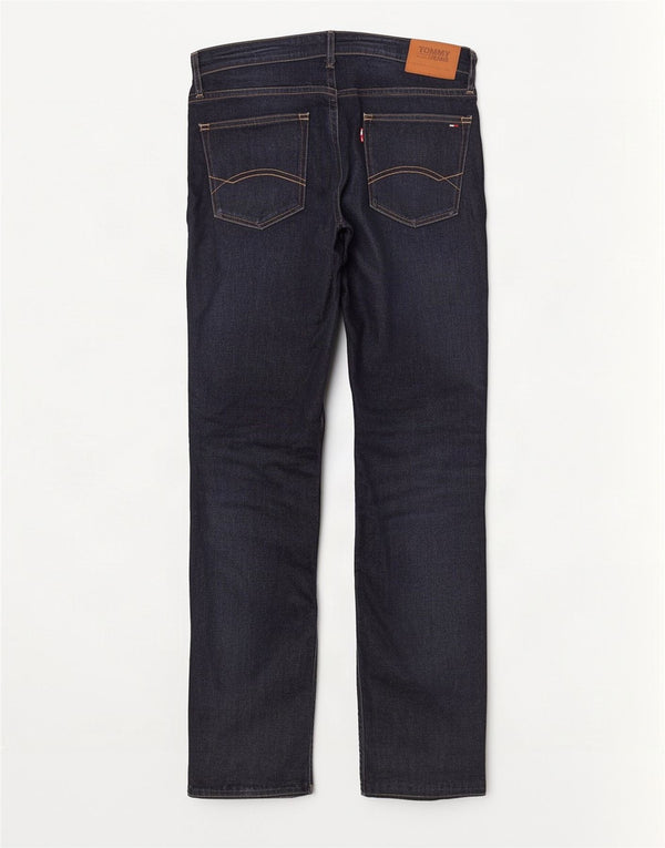 Jeans dritti da uomo Tommy Hilfiger W34 L34 cotone blu navy