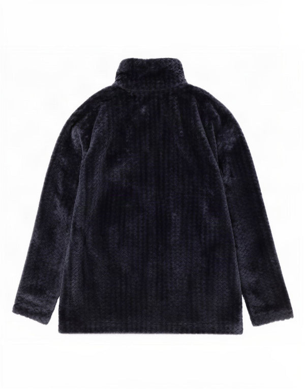 Felpa Columbia da donna in velluto con zip e collo, maglione, UK 16, grande, blu navy