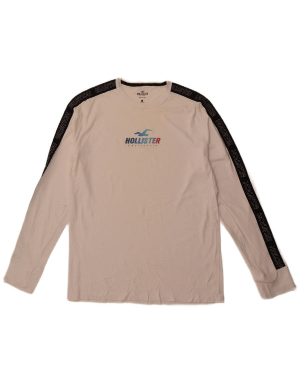 HOLLISTER Top grafico da uomo a maniche lunghe in cotone color block bianco grande