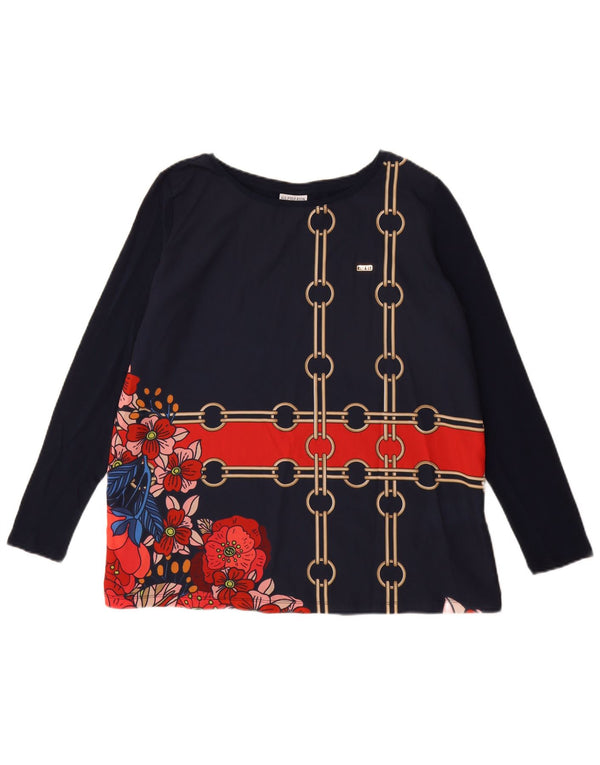 Polo Assn. Camicetta da donna Top UK 16 Grande cotone floreale blu navy