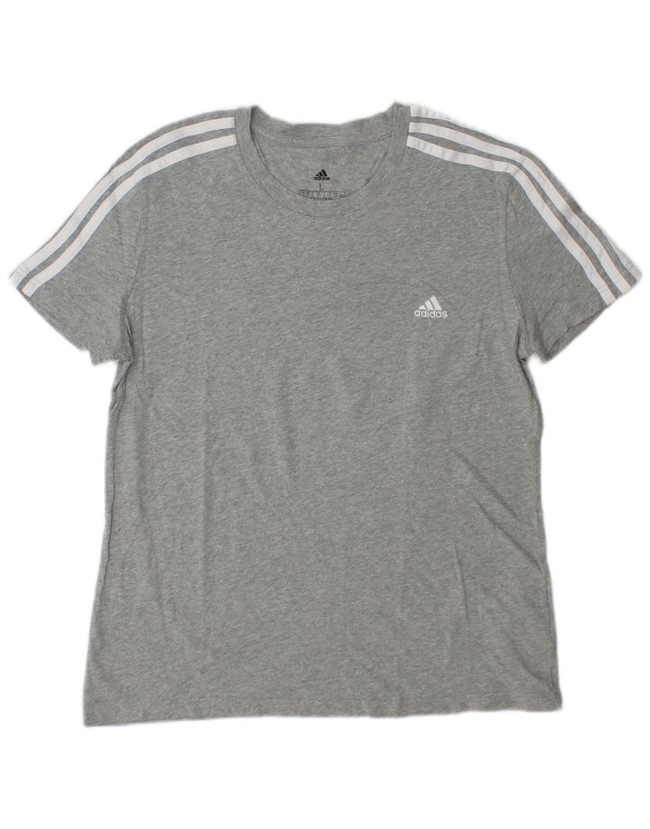 T-shirt ADIDAS da donna Top UK 16/18 grande cotone grigio