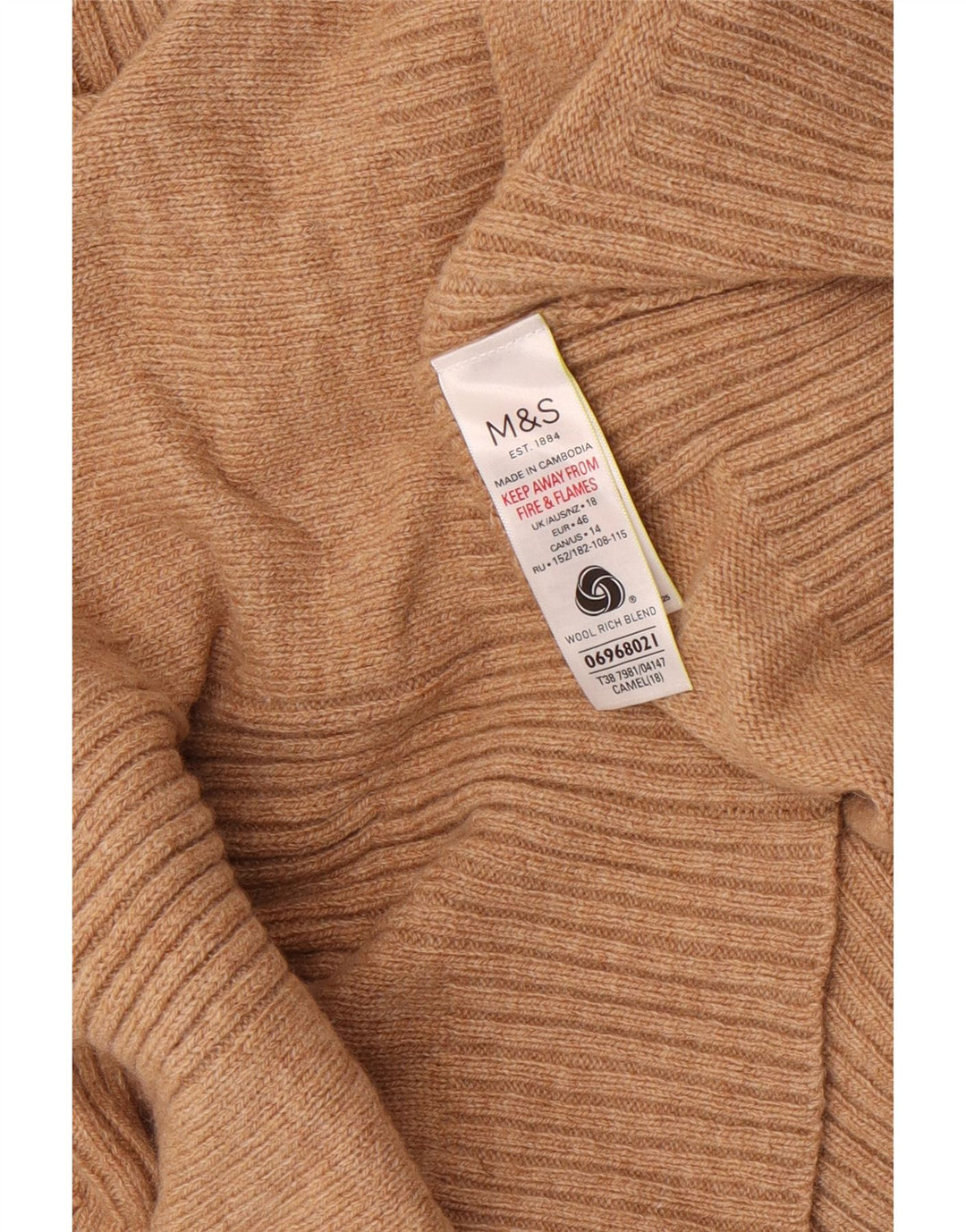 Maglione maglione a collo alto da donna Marks & Spencer UK 18 XL Lana beige