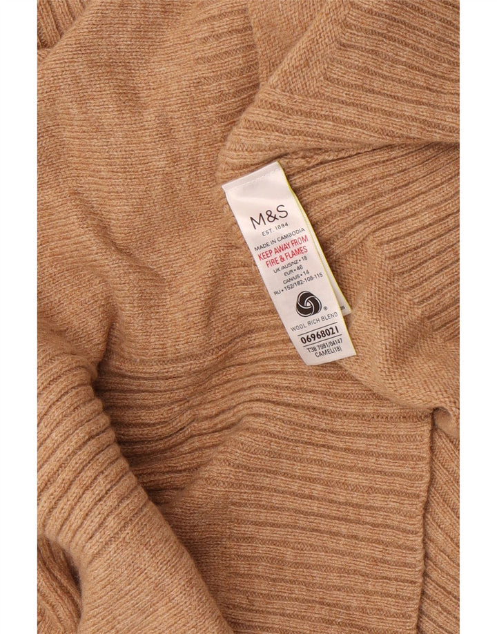 Maglione maglione a collo alto da donna Marks & Spencer UK 18 XL Lana beige