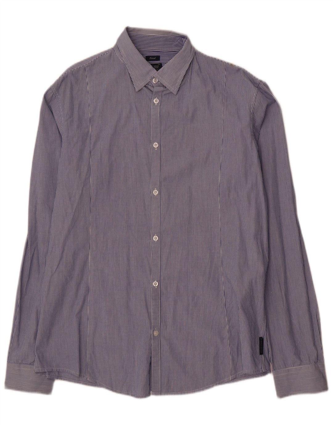 Camicia aderente da uomo Armani Jeans 2XL cotone gessato blu