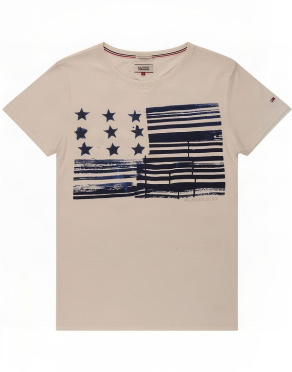 T-shirt grafica da uomo Tommy Hilfiger Top grande in cotone bianco