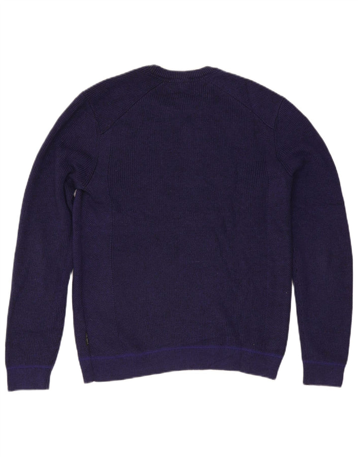 Maglione maglione girocollo da uomo Ted Baker taglia 4 grande poliestere blu navy
