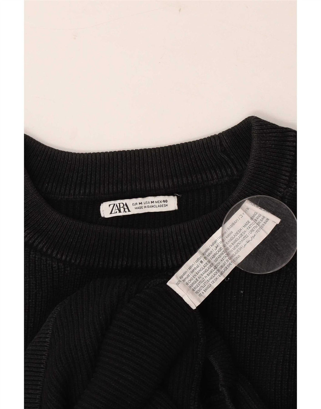 Maglione maglione girocollo da uomo Zara in cotone nero medio