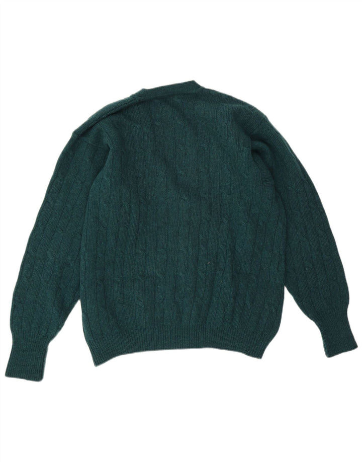 Maglione cardigan vintage da uomo IT 50 in lana verde medio