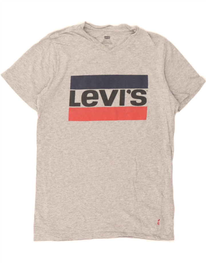 LEVI'S Womens Graphic T-Shirt Top UK 10 Small Grey Cotton Vintage Levi's and Second-Hand Levi's from Messina Hembry 