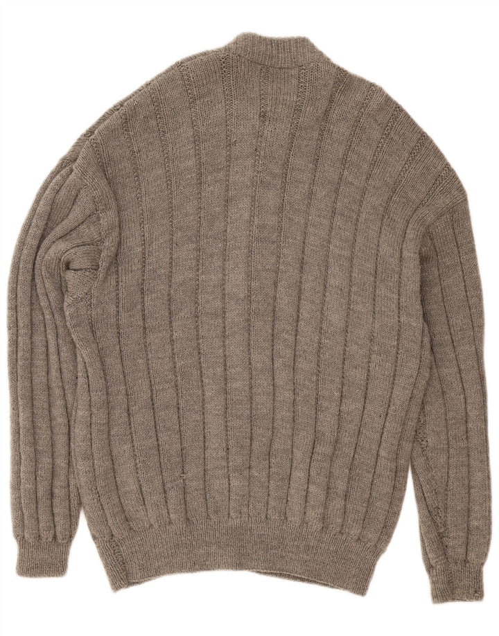 Maglione cardigan vintage da uomo 2XL Grigio