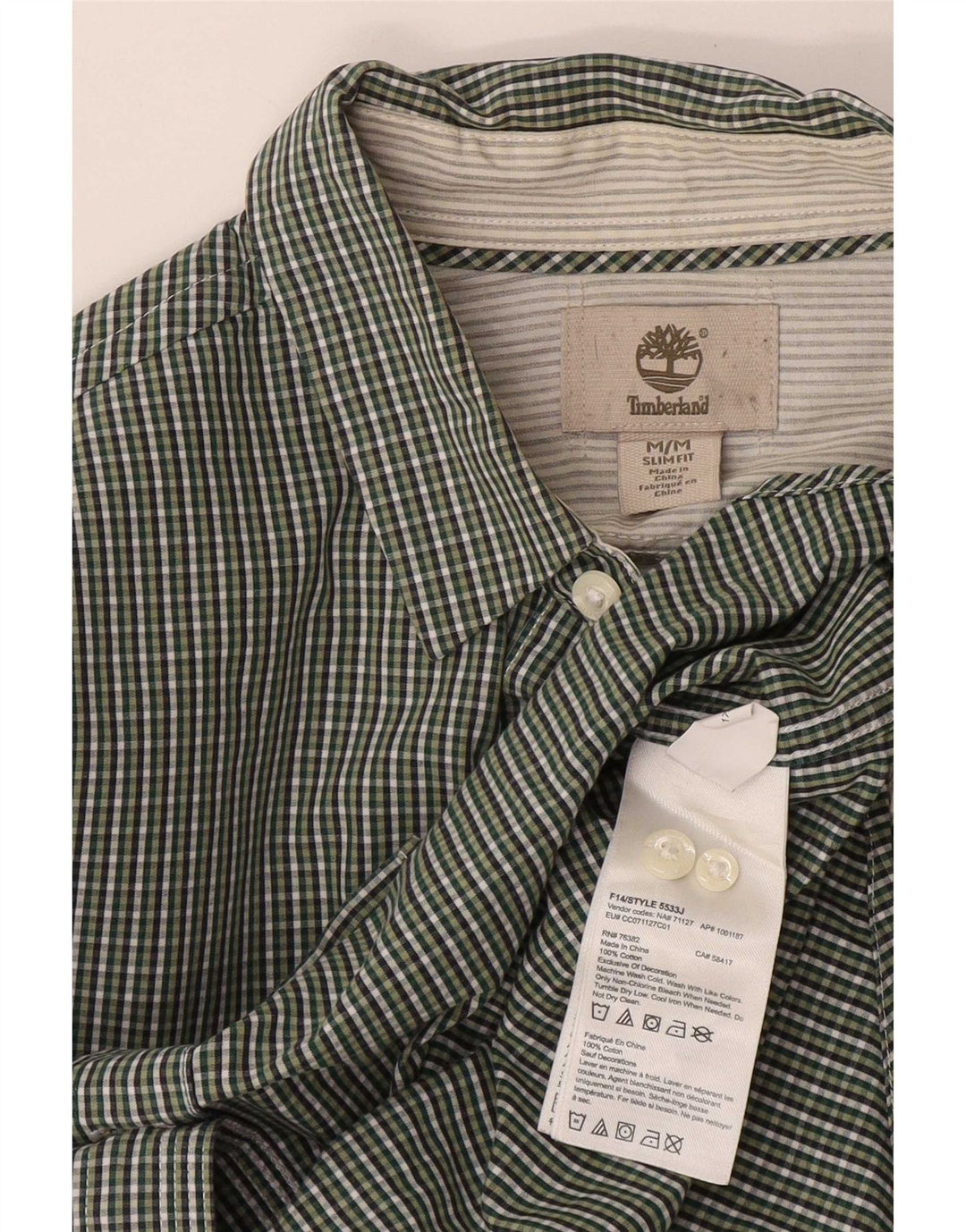 Camicia Timberland da uomo slim fit in cotone a quadretti verde medio