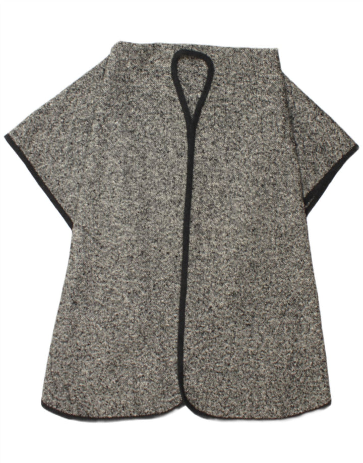 Cappotto a mantella vintage da donna, taglia unica, grigio chiazzato