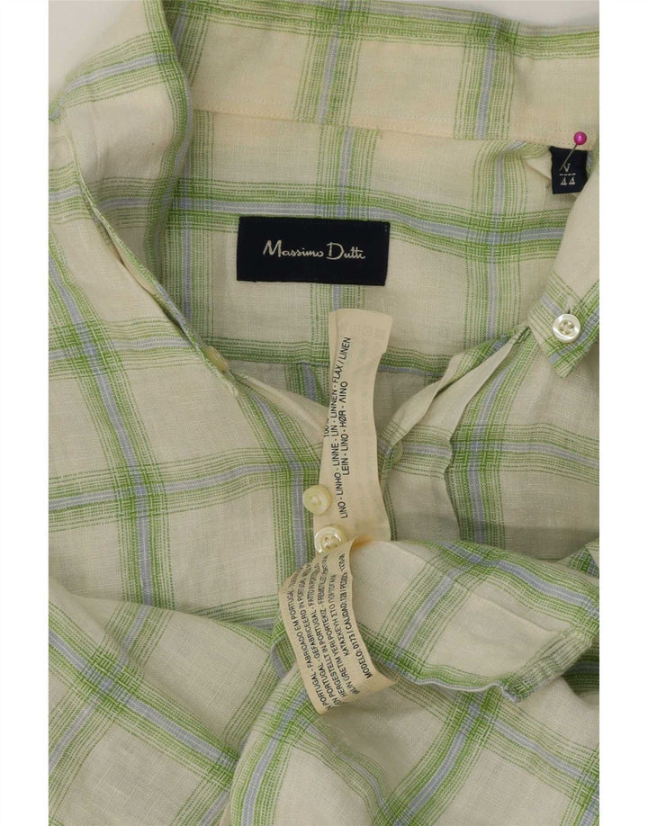 Camicia da uomo Massimo Dutti taglia 44 XL lino verde a quadri