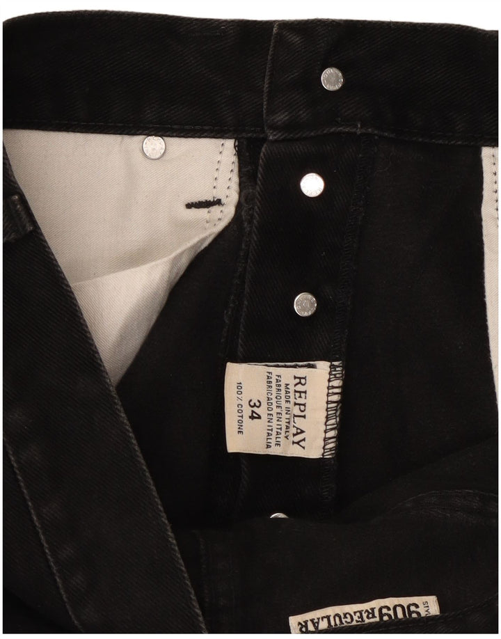 Jeans dritti da uomo Replay W34 L28 cotone nero