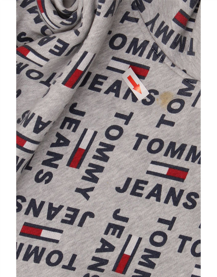 TOMMY HILFIGER Maglione con cappuccio grafico da uomo grande cotone grigio