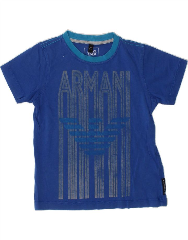 ARMANI JUNIOR Boys Graphic T-Shirt Top 3-4 Years Blue Cotton Vintage Armani Junior and Second-Hand Armani Junior from Messina Hembry 