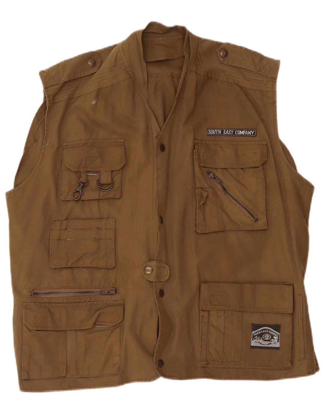 Gilet pratico da uomo vintage vestibilità ampia IT 48 cotone marrone medio