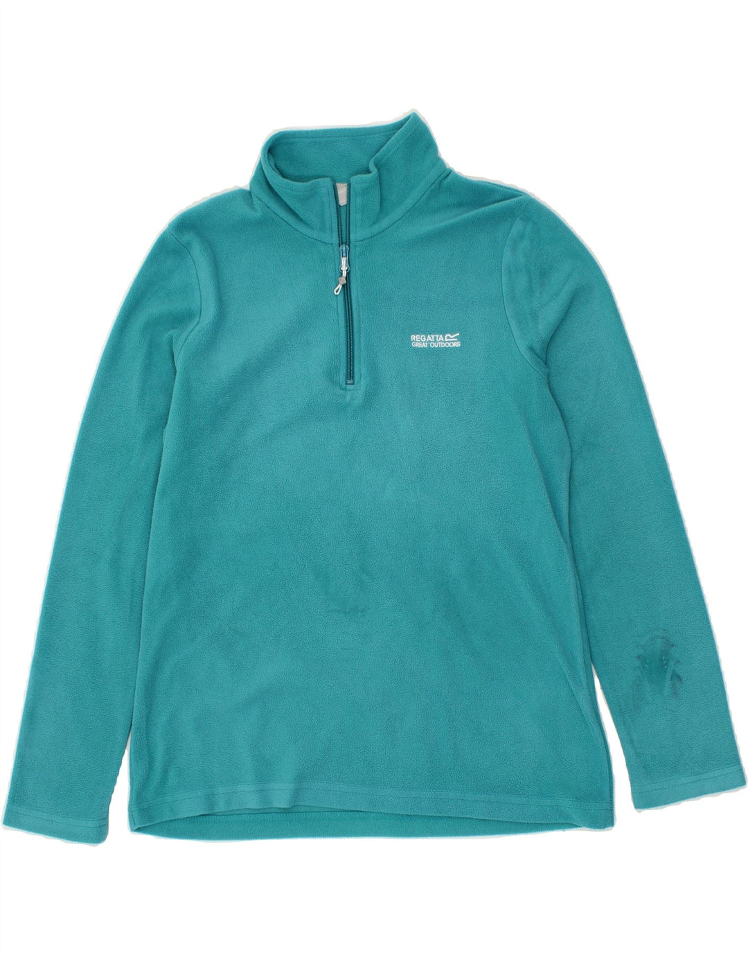 REGATTA Womens Zip Neck Fleece Jumper UK 12 Medium  Blue Polyester Vintage Regatta and Second-Hand Regatta from Messina Hembry 