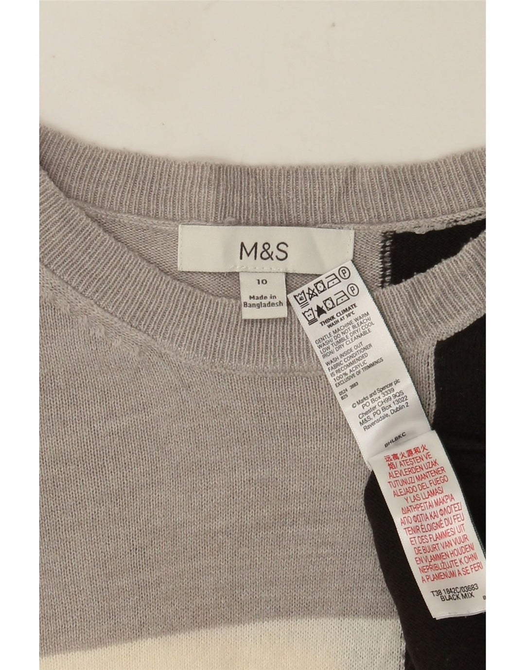 Maglione maglione con scollo a barca da donna Marks & Spencer UK 10 piccolo grigio