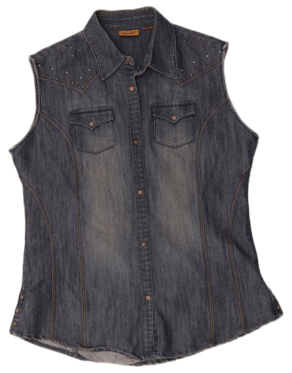 Camicia di jeans senza maniche da donna Wrangler UK 16 grande blu