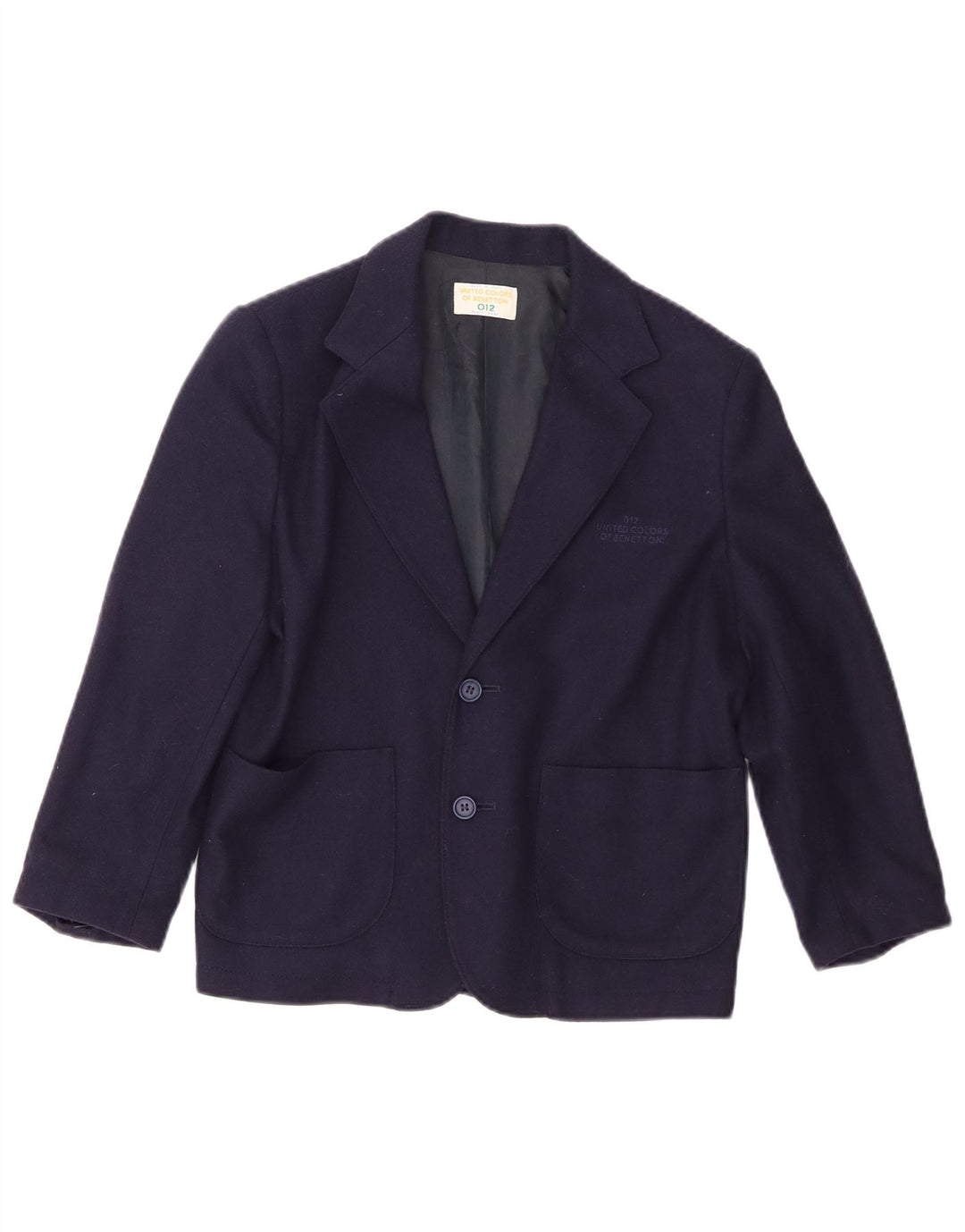 Giacca Blazer a 2 Bottoni Benetton da Bambino 10-11 Anni Media in Lana Blu Navy