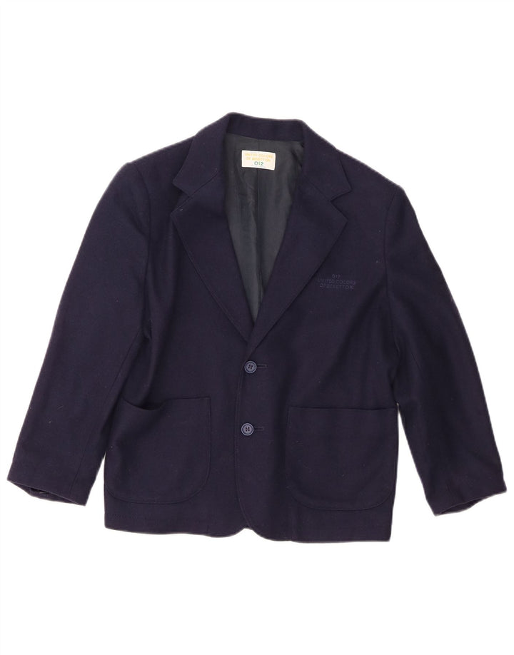 Giacca Blazer a 2 Bottoni Benetton da Bambino 10-11 Anni Media in Lana Blu Navy