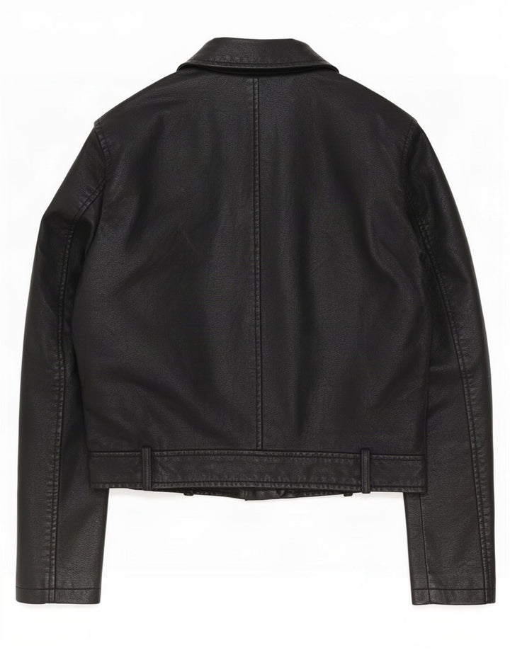 Giacca da motociclista da donna in ecopelle Cavalini UK 16 Large in polietilene nero