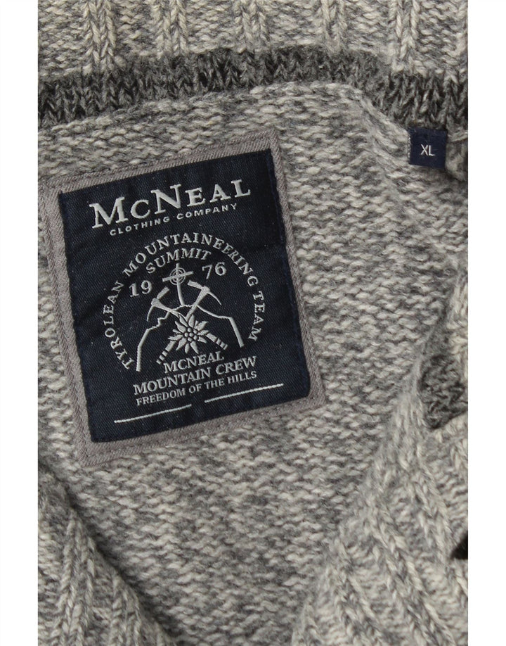 Maglione cardigan da uomo McNeal XL Lana d'agnello screziata grigia