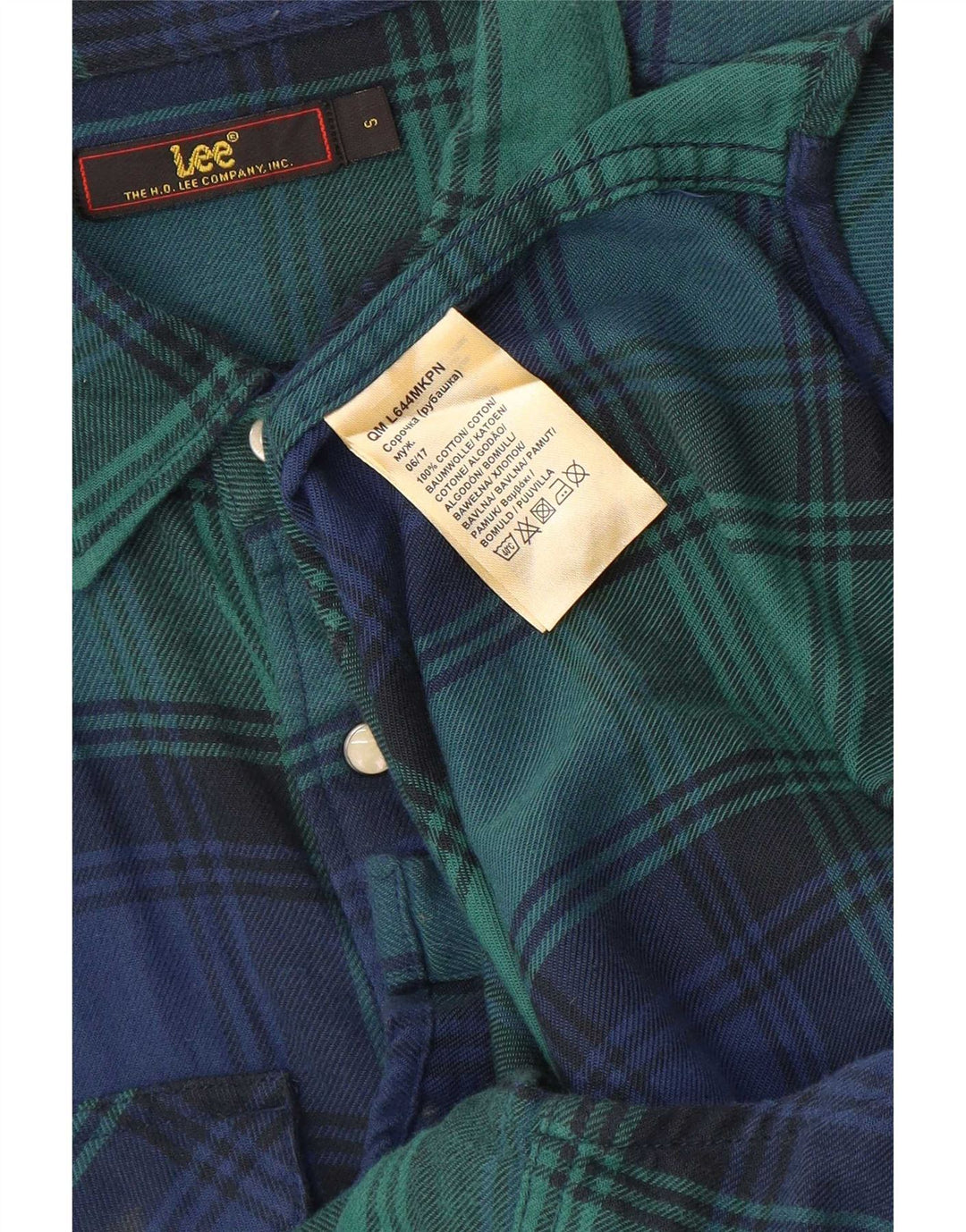 Camicia in flanella da uomo Lee piccola in cotone scozzese verde