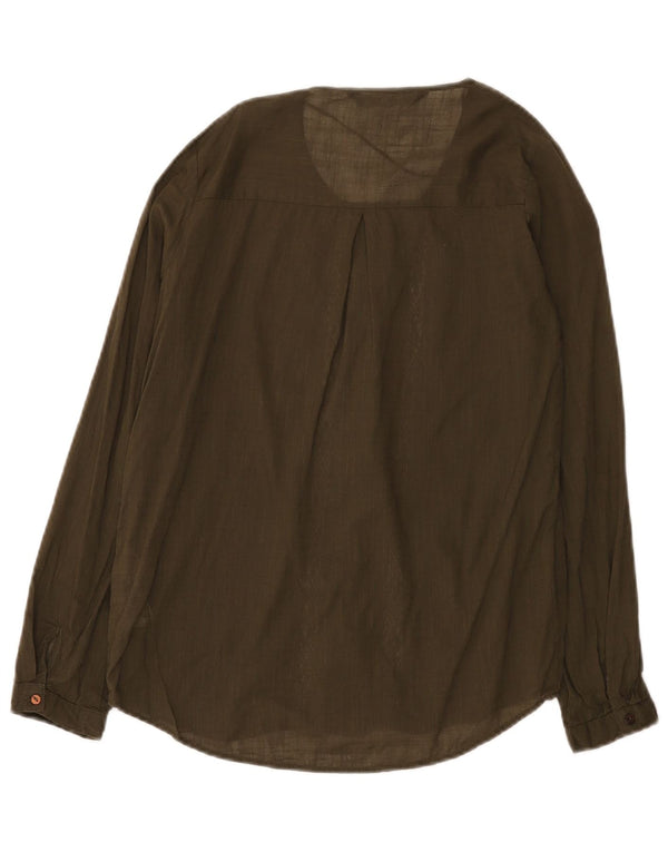 Camicetta a camicia ampia da donna Zara UK 6 XS cotone kaki
