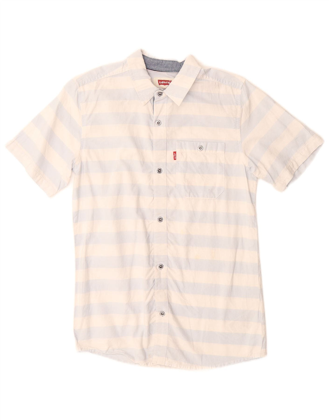 LEVI'S Boys Short Sleeve Shirt 10-11 Years Medium  Blue Striped Cotton
