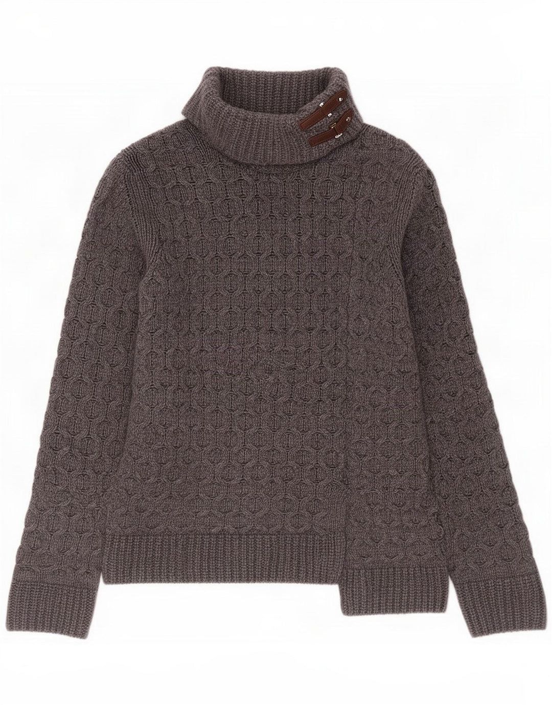 Massimo Dutti Maglione maglione collo alto da donna UK 14 Lana grigio medio