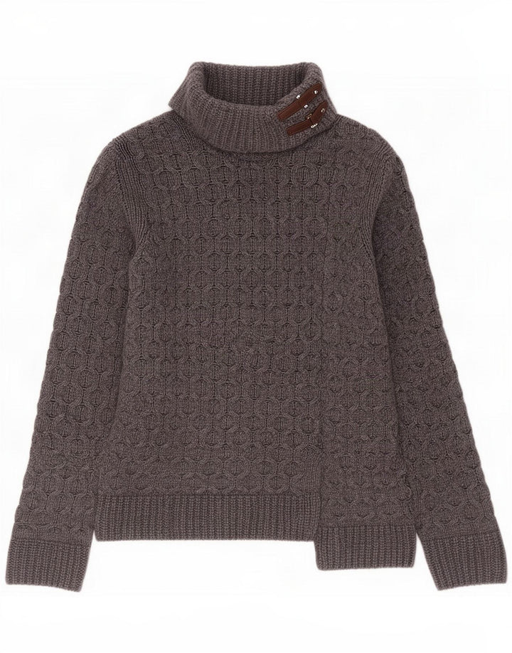 Massimo Dutti Maglione maglione collo alto da donna UK 14 Lana grigio medio