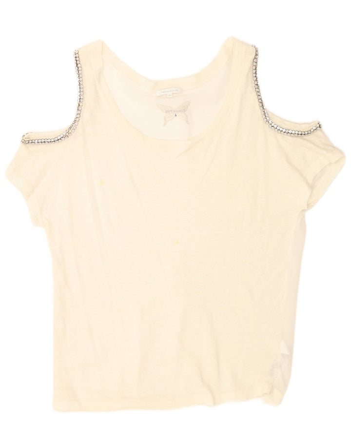 Patrizia Pepe Top da donna oversize con spalle scoperte US 2 XS lino bianco