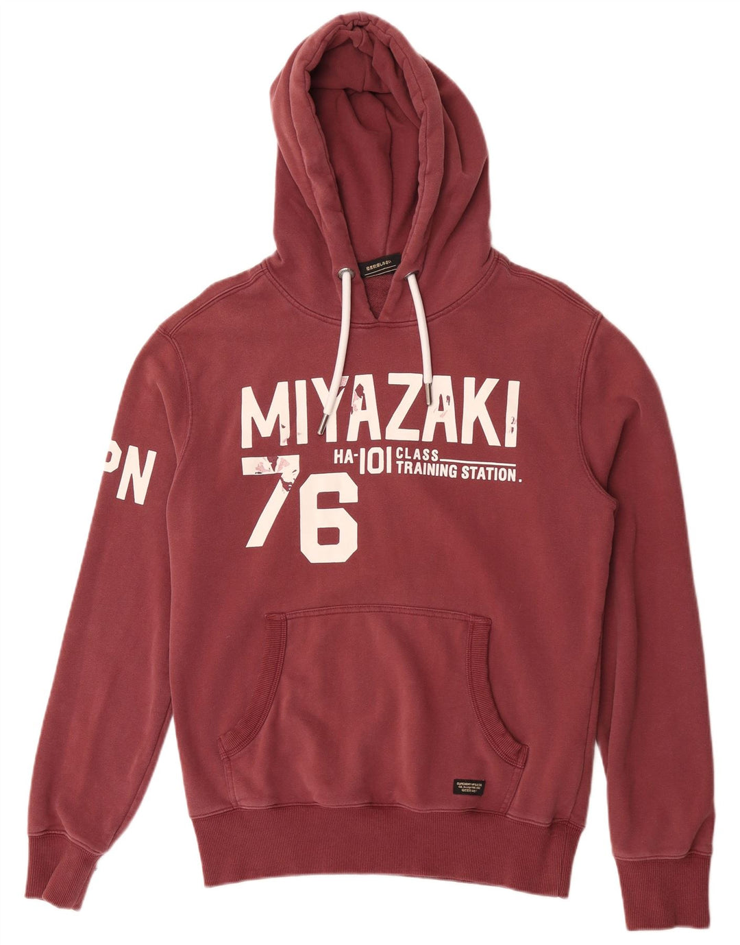 Maglione con cappuccio grafico da uomo Superdry in cotone bordeaux medio