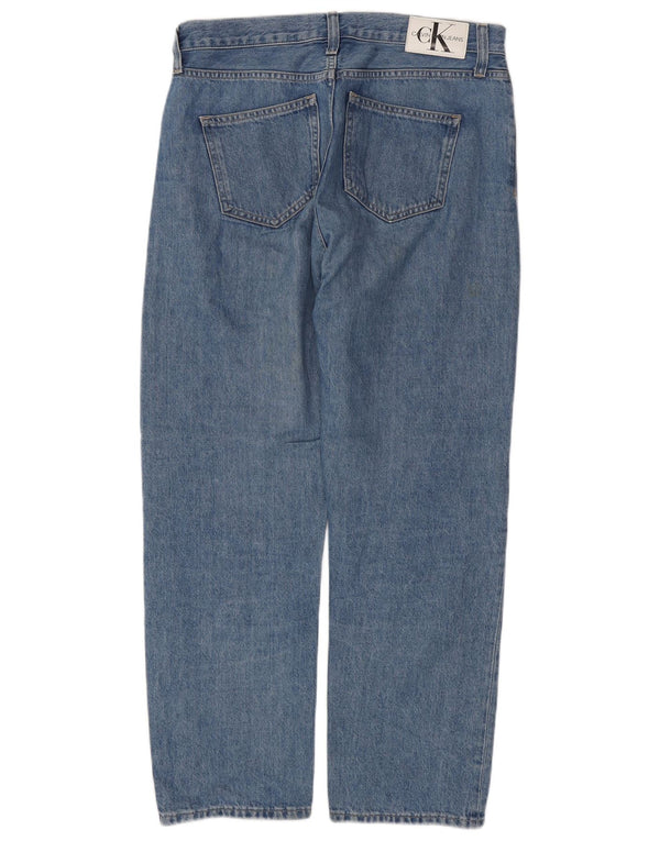 CALVIN KLEIN Jeans dritti da uomo a vita alta W30 L28 cotone blu