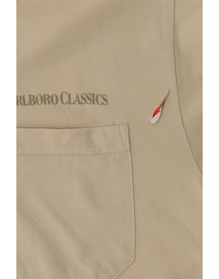 Polo da uomo Marlboro Classics in cotone bianco sporco medio