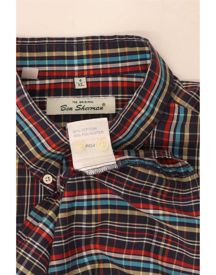 Camicia a maniche corte da uomo Ben Sherman XL in cotone a quadri multicolore