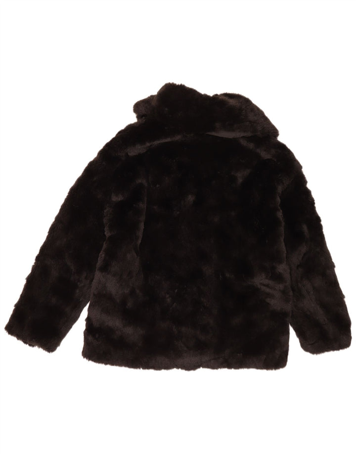 Giacca da donna in pelliccia sintetica Zara UK 14 grande poliestere nero