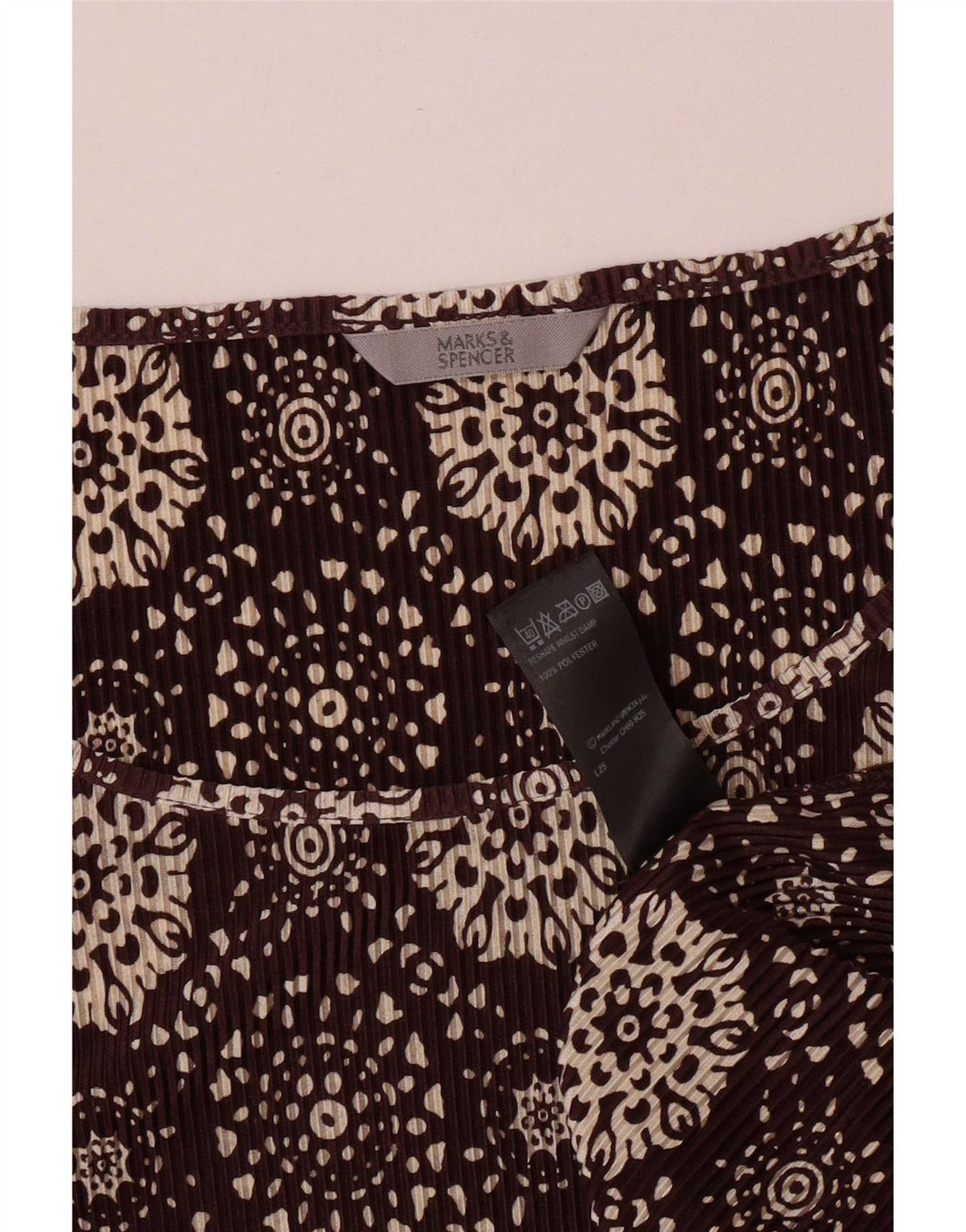Marks & Spencer Top da donna con motivo astratto manica 3/4 UK 20 2XL Marrone