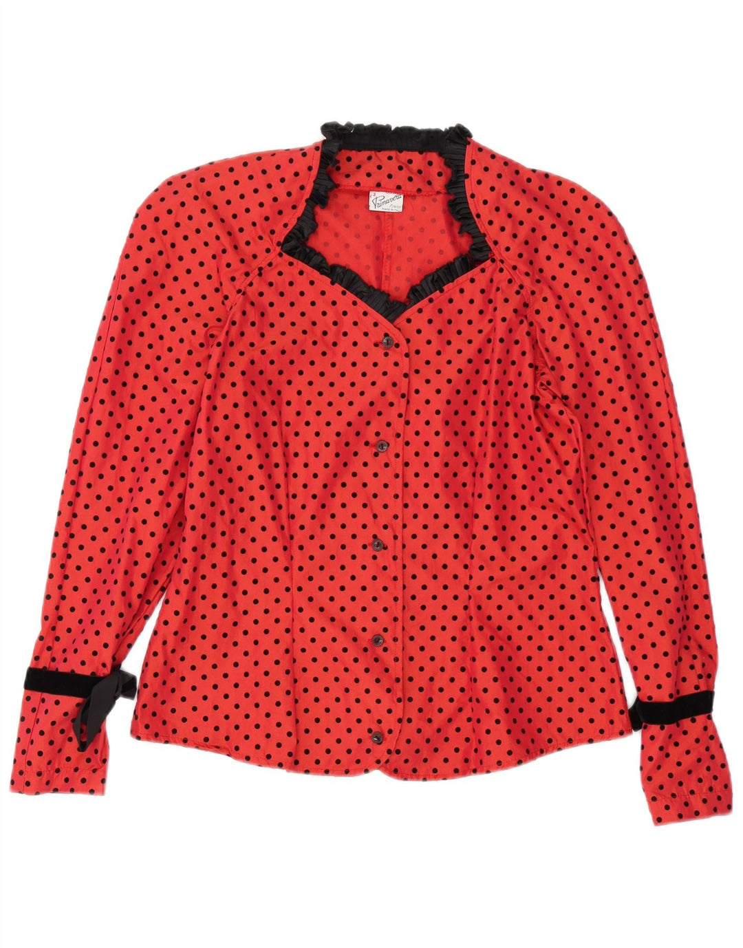Primavera Firenze Donna Camicia Camicetta US 3 Small Rosso Maculato Poliestere
