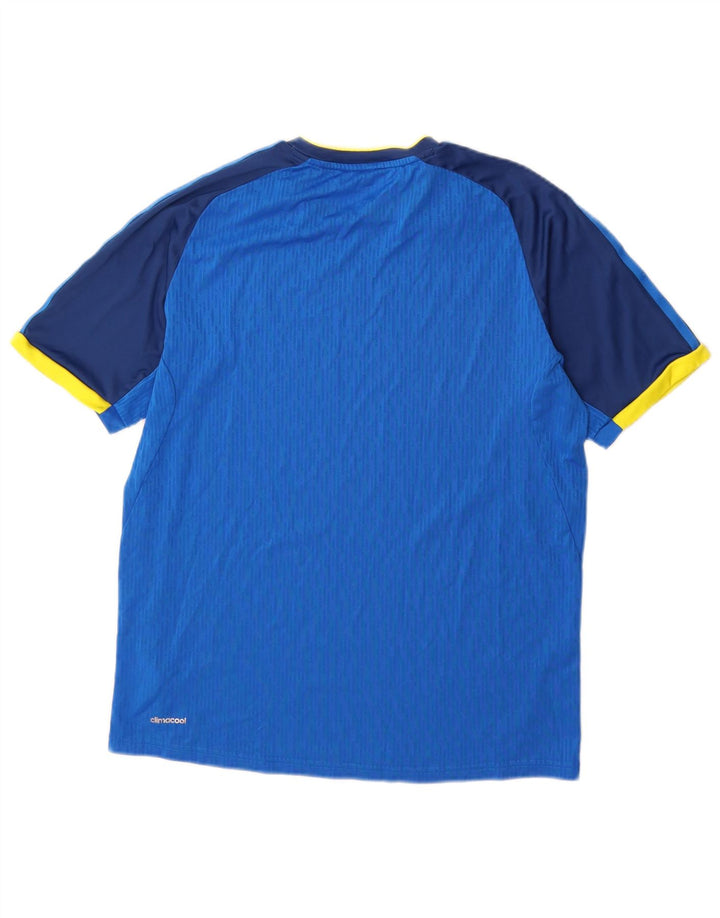 T-shirt Adidas Climacool da uomo Top in poliestere color block blu medio
