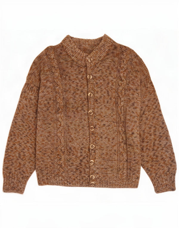 Maglione cardigan da uomo vintage grande marrone screziato