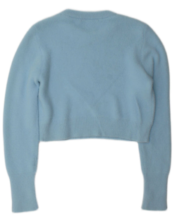 Maglione corto girocollo da donna Zara UK 14 grande nylon blu