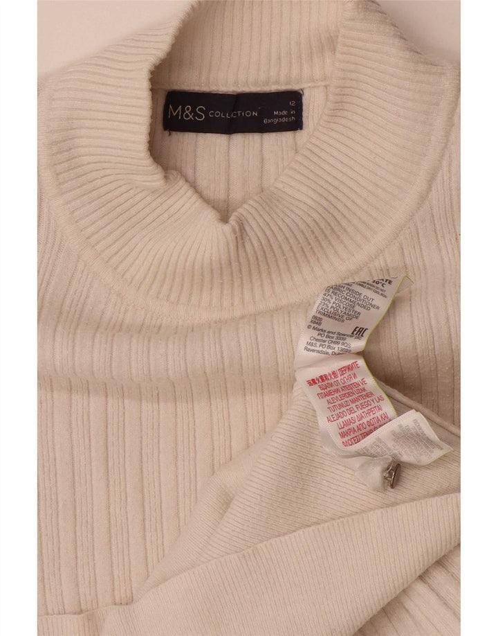 Maglione a collo alto corto da donna Marks & Spencer UK 12 bianco medio