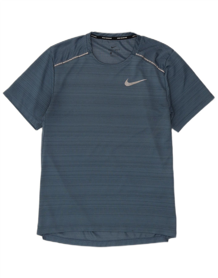 T-shirt Nike da uomo Dri Fit, piccola, in poliestere a righe blu